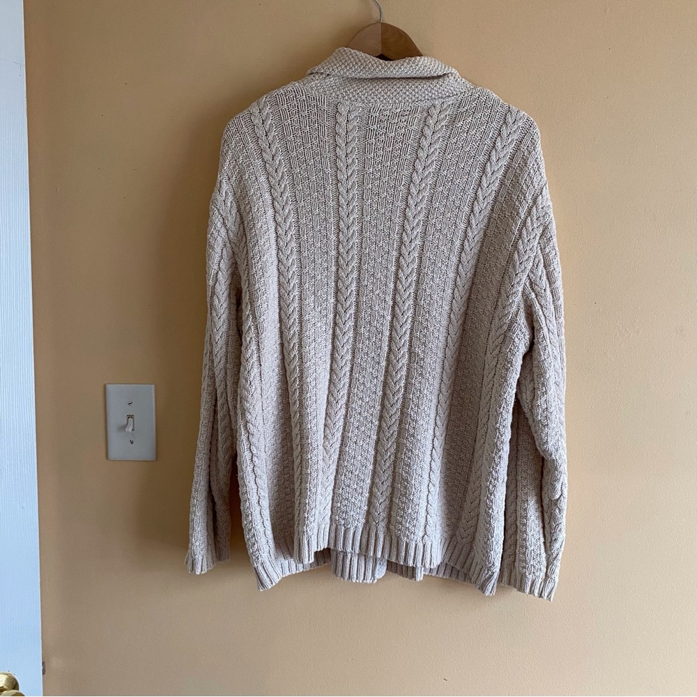Parkhurst Northern Reflections Cable Knit Cardigan Sweater Shawl Collar Cream - Picture 3 of 14